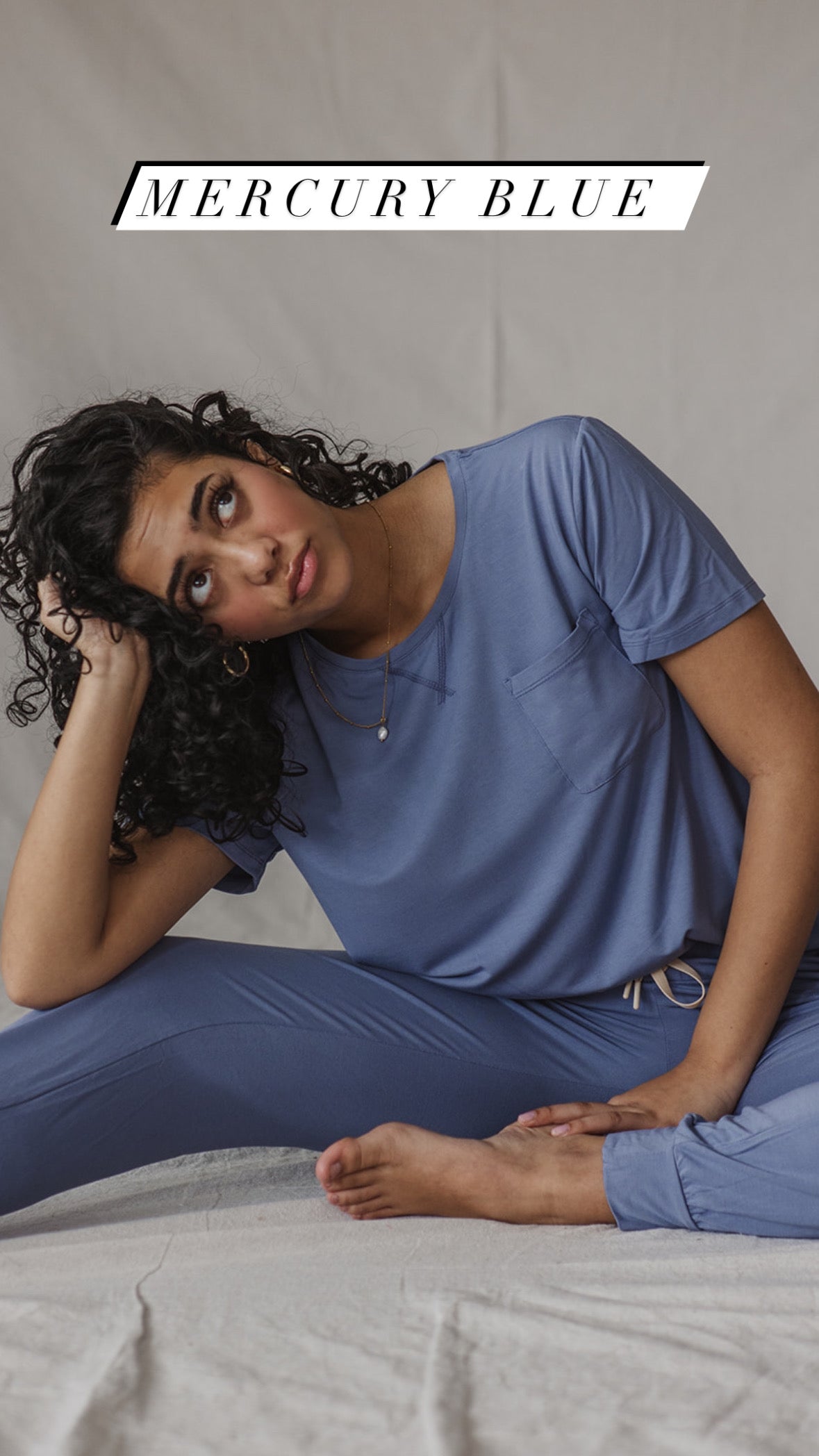 JAM PANTS SET | Mercury Blue Short Sleeve-Final Sale