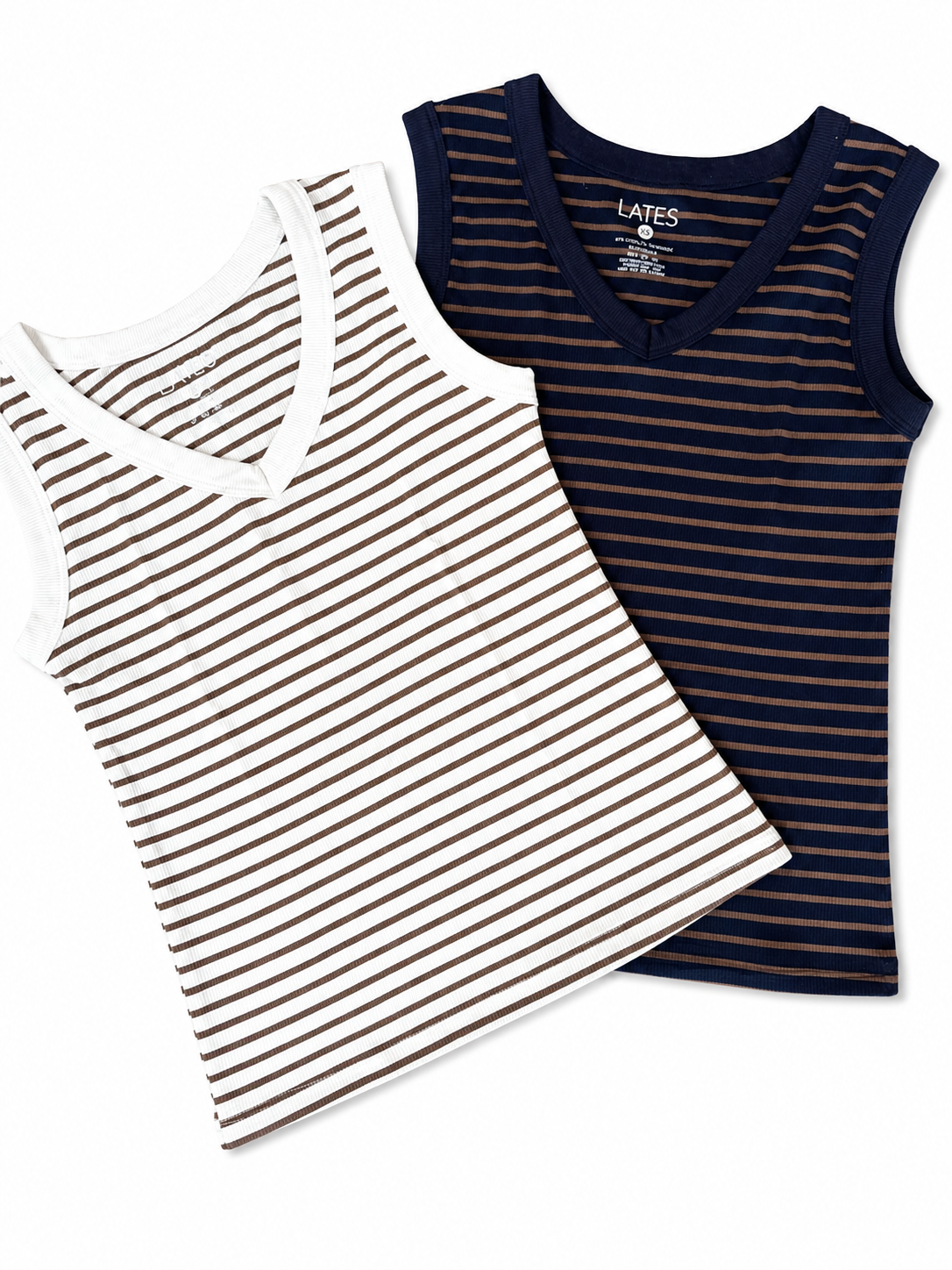 Ribbed Striped V-Neck Tank