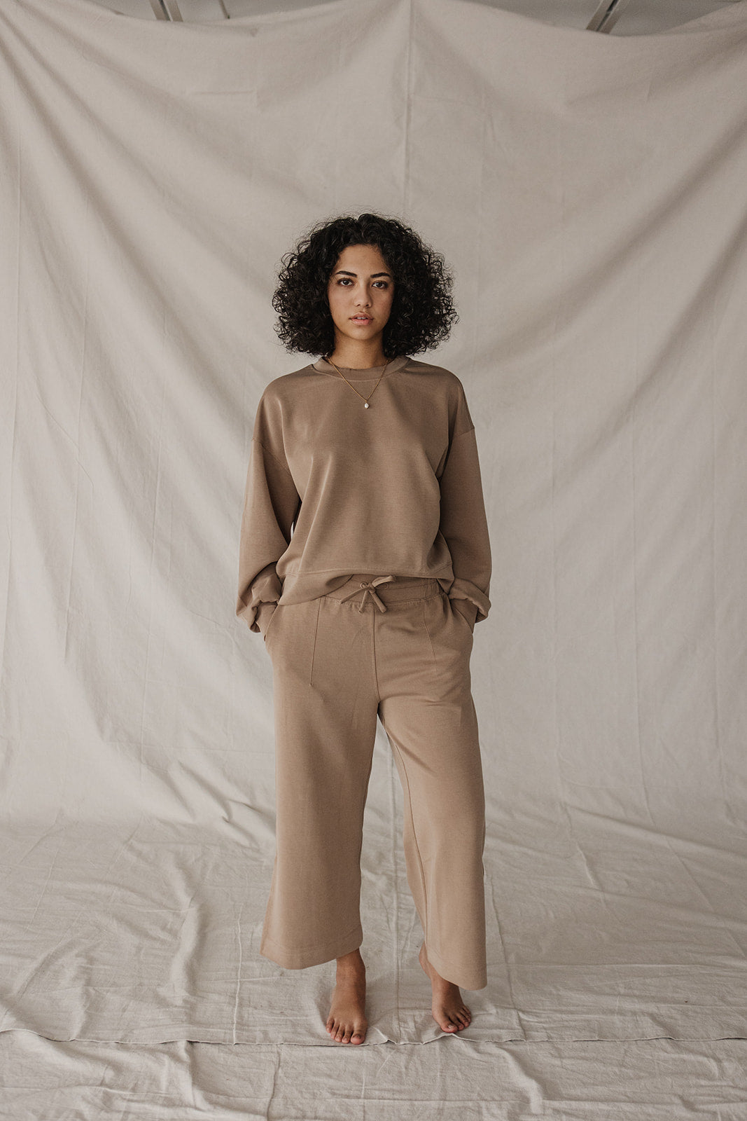 Jet-Setter Wide Leg Set Long Sleeve |Cocoa-Final Sale