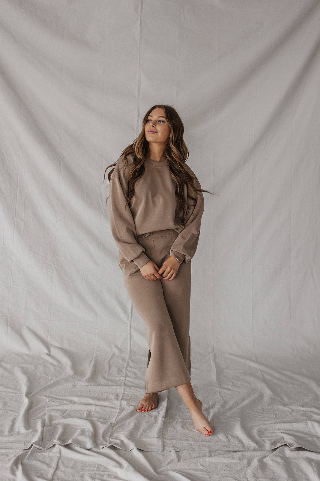 Jet-Setter Wide Leg Set Long Sleeve |Cocoa-Final Sale