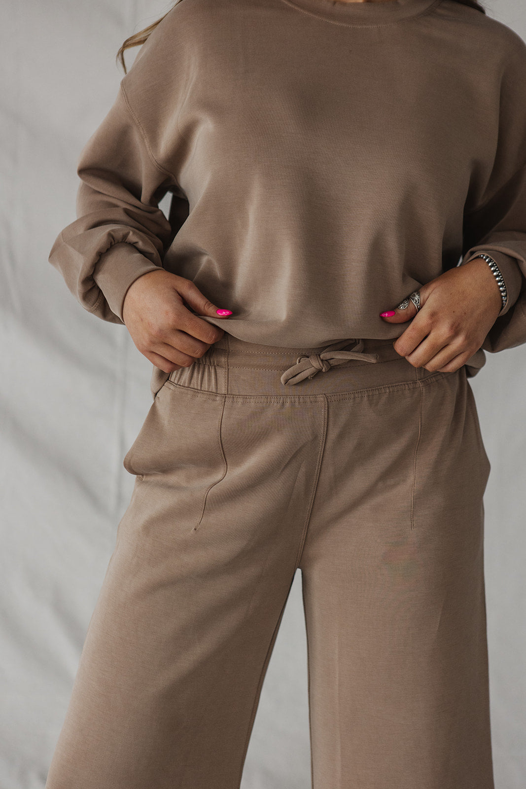 Jet-Setter Wide Leg Set Long Sleeve |Cocoa-Final Sale