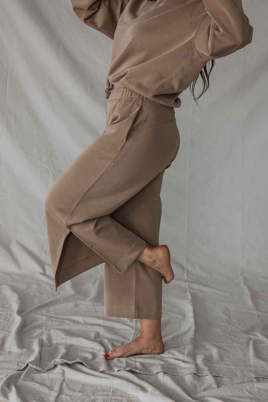 Jet-Setter Wide Leg Set Long Sleeve |Cocoa-Final Sale