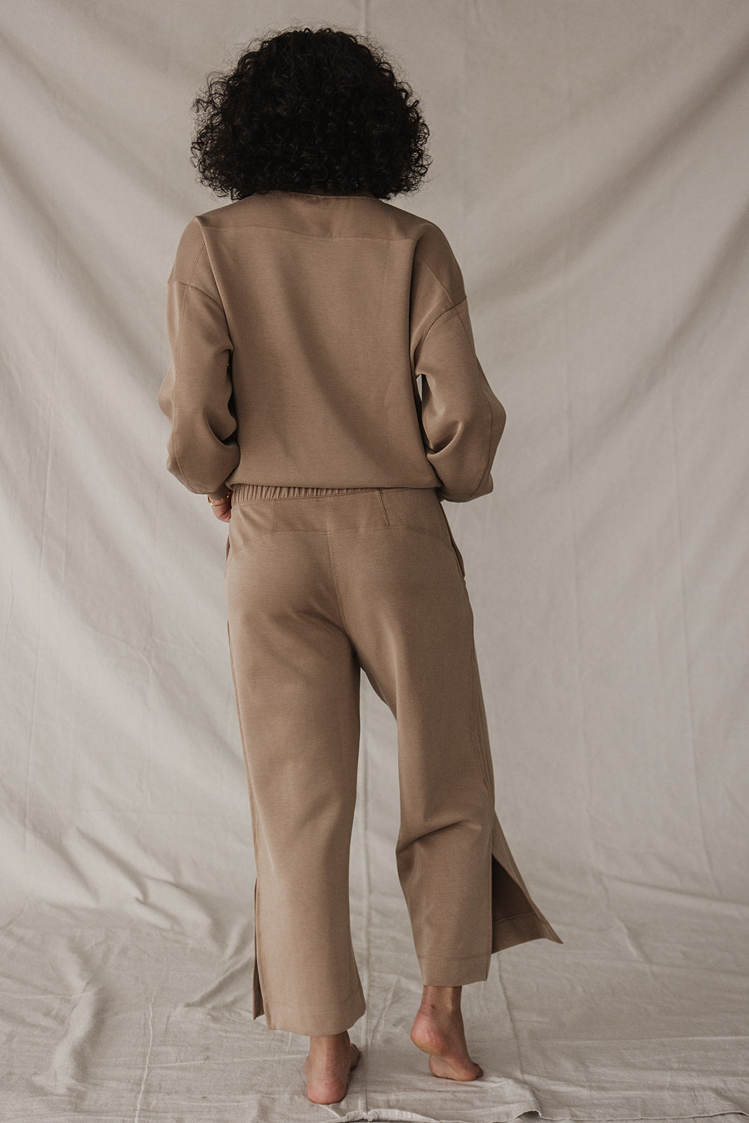 Jet-Setter Wide Leg Set Long Sleeve |Cocoa-Final Sale