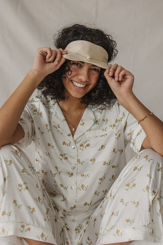 Satin Pajama Set | Dainty Floral Short Sleeve * FINAL SALE*