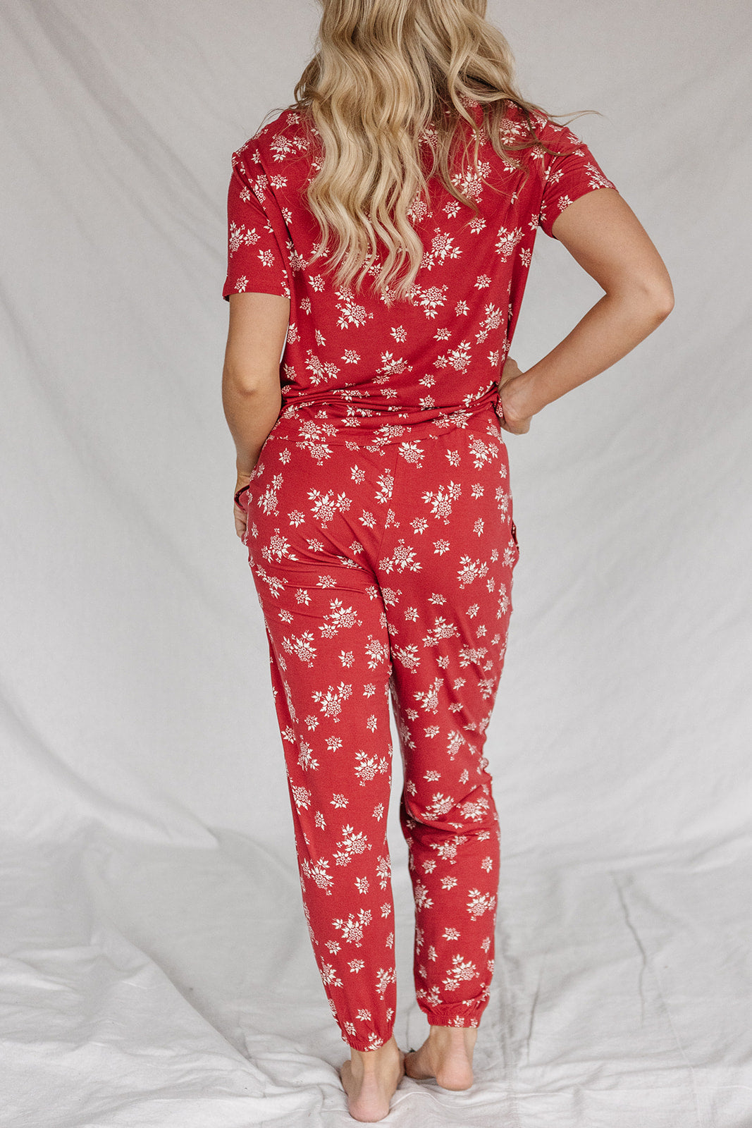 HENLEY PANTS SET SHORT SLEEVE | Crimson Floral