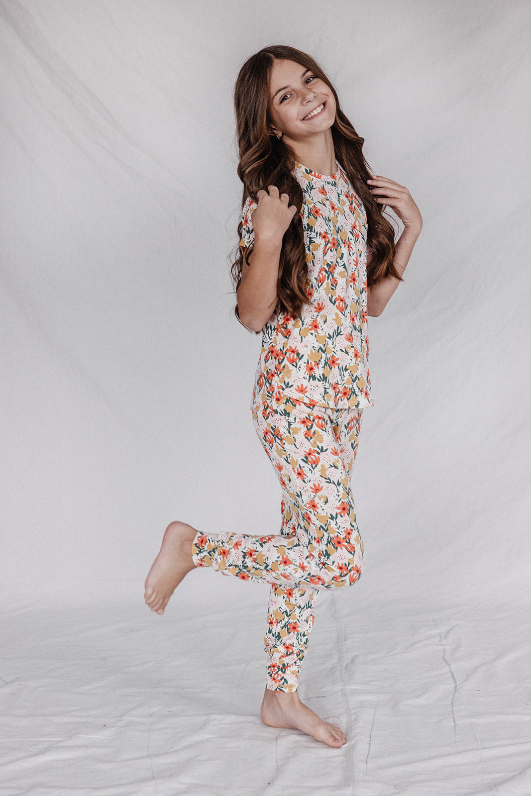 LITTLE LATES MODAL LOUNGE SET| Soft Winter Floral-Final Sale