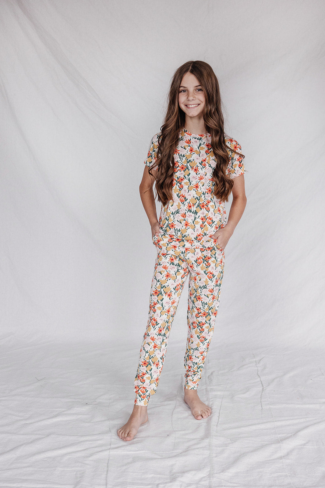 LITTLE LATES MODAL LOUNGE SET| Soft Winter Floral-Final Sale