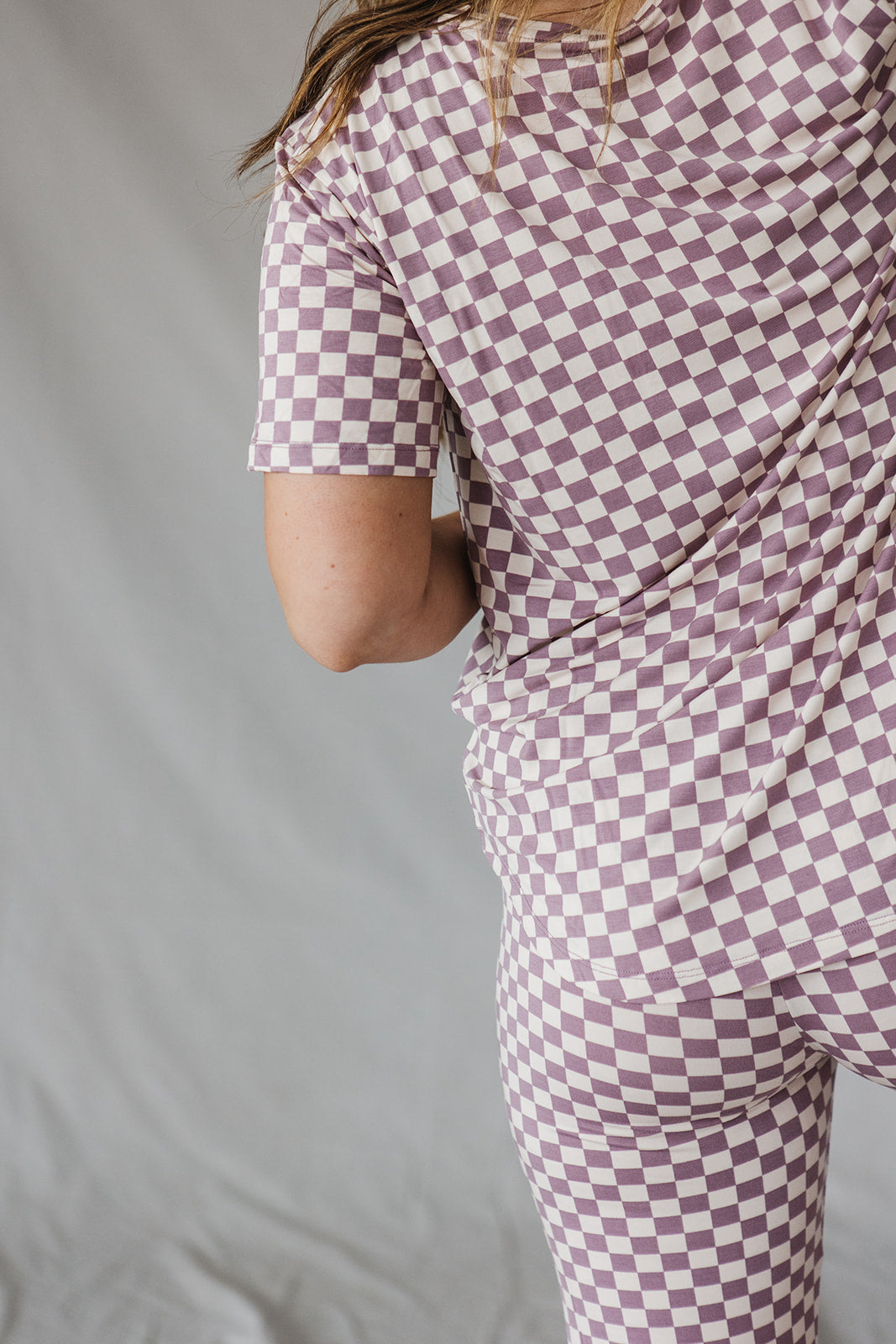 JAM PANTS SET  | Purple/Cream Checkered Short Sleeve