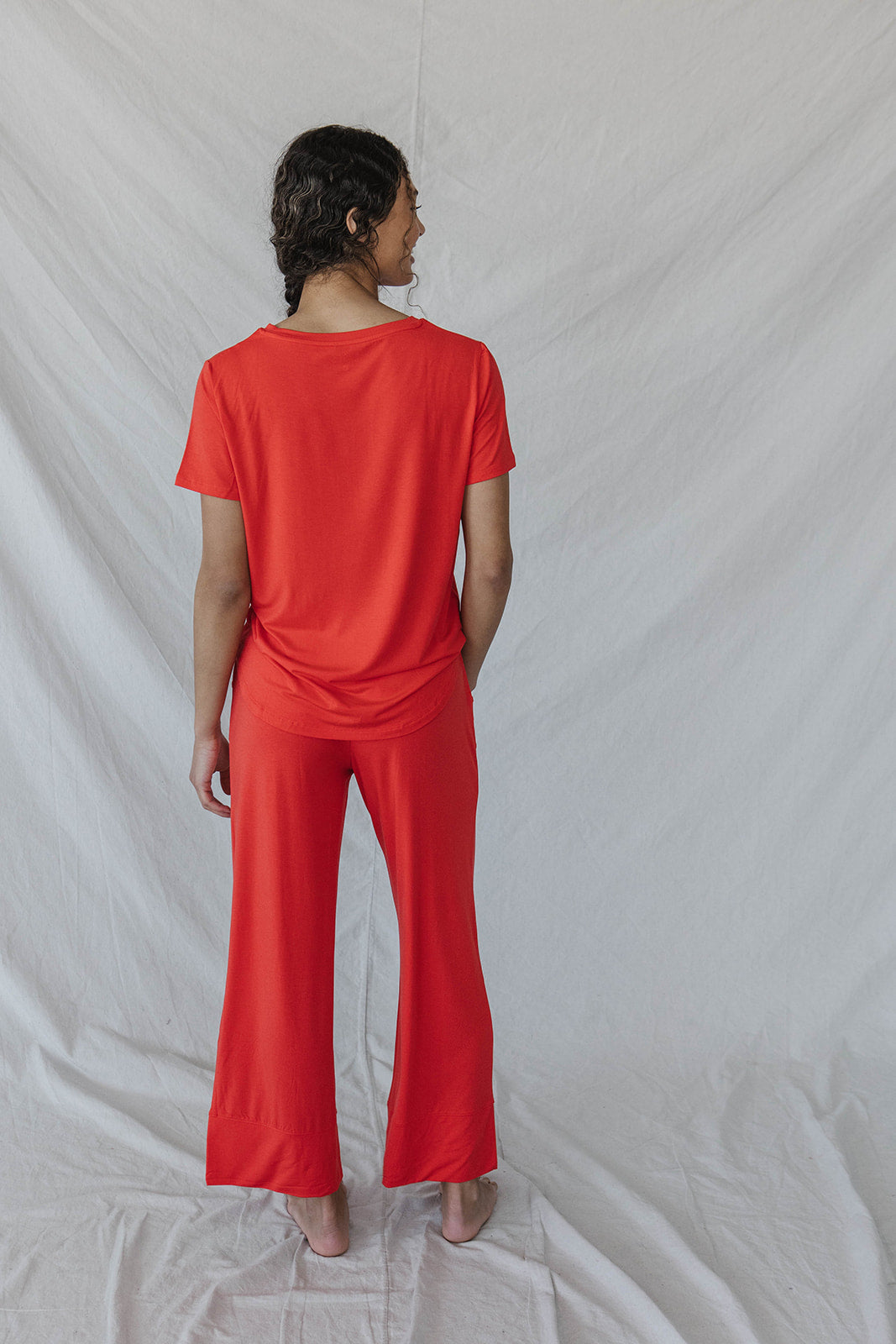HENLEY STRAIGHT LEG PANTS SET MODAL |Ruby Red