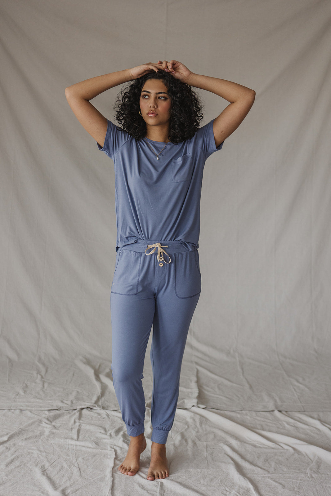JAM PANTS SET | Mercury Blue Short Sleeve-Final Sale