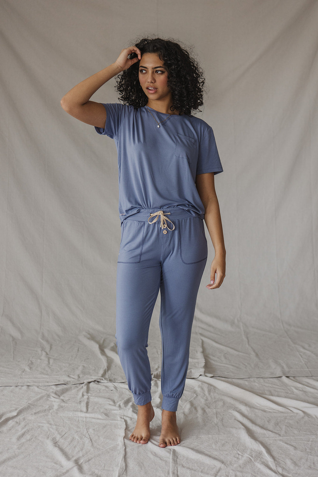 JAM PANTS SET | Mercury Blue Short Sleeve-Final Sale