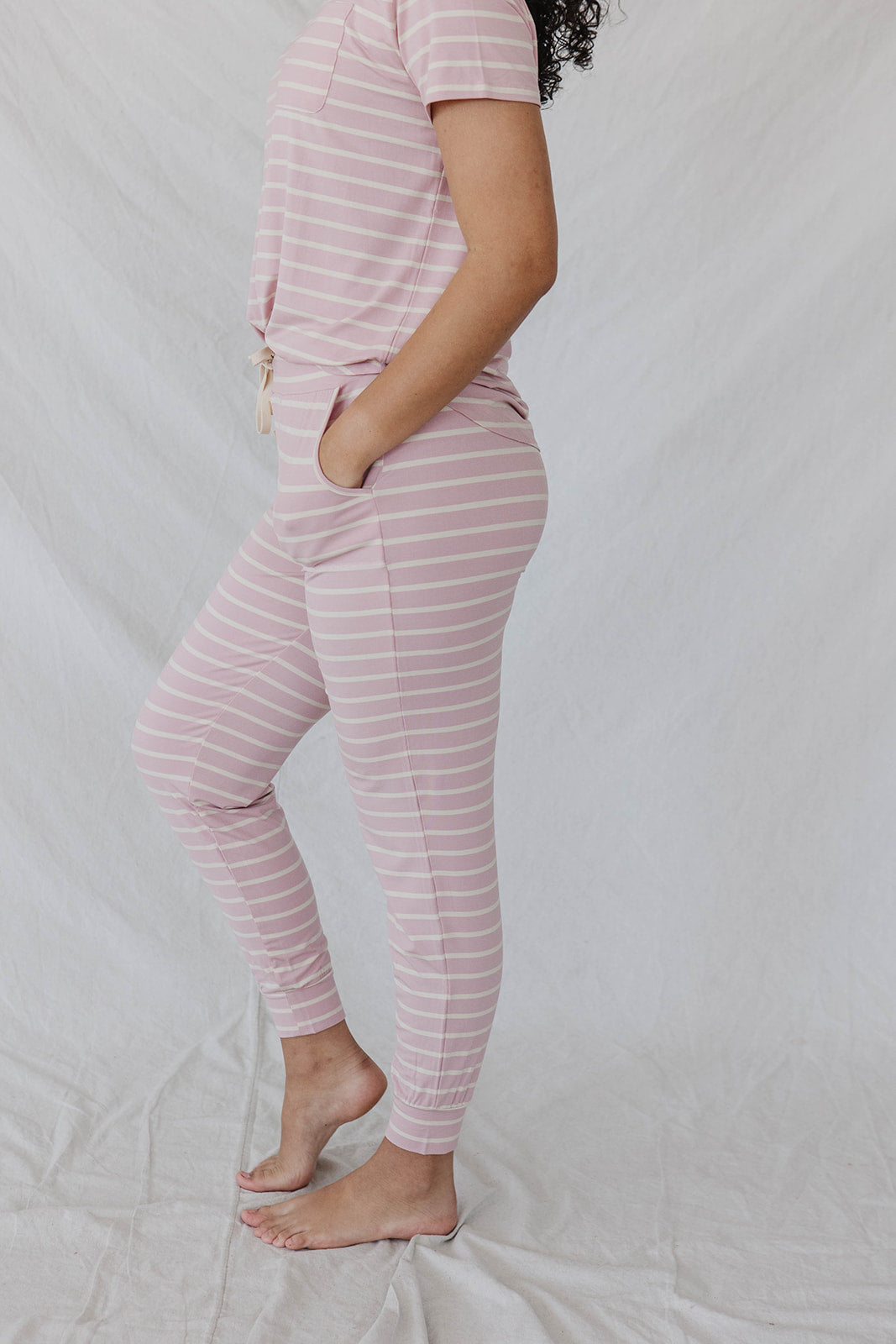 JAM PANTS SET - Blush & Cream Stripe