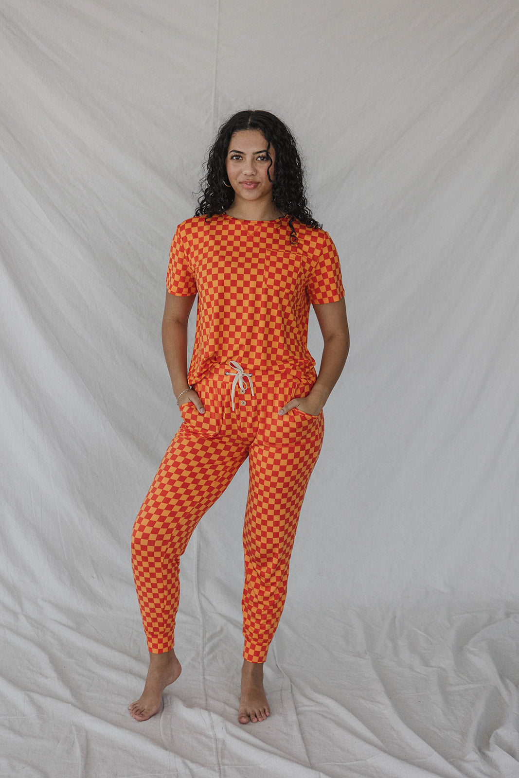 JAM PANTS SET - Orange Checkered
