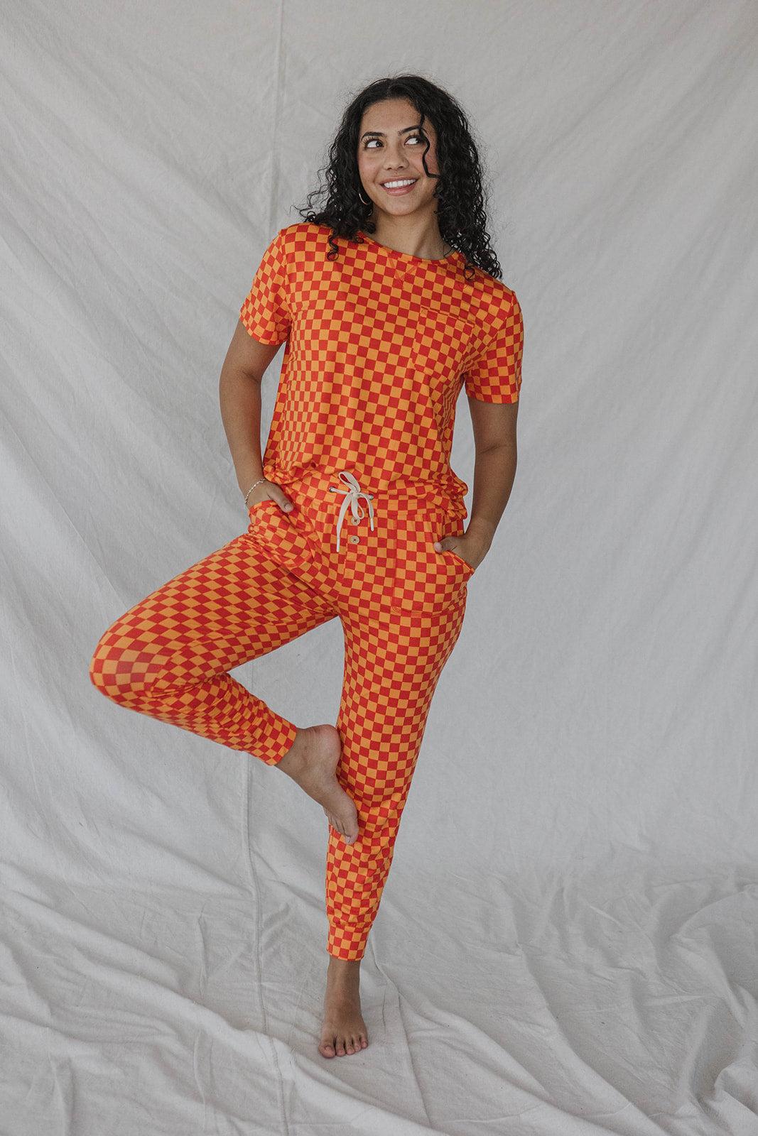JAM PANTS SET - Orange Checkered