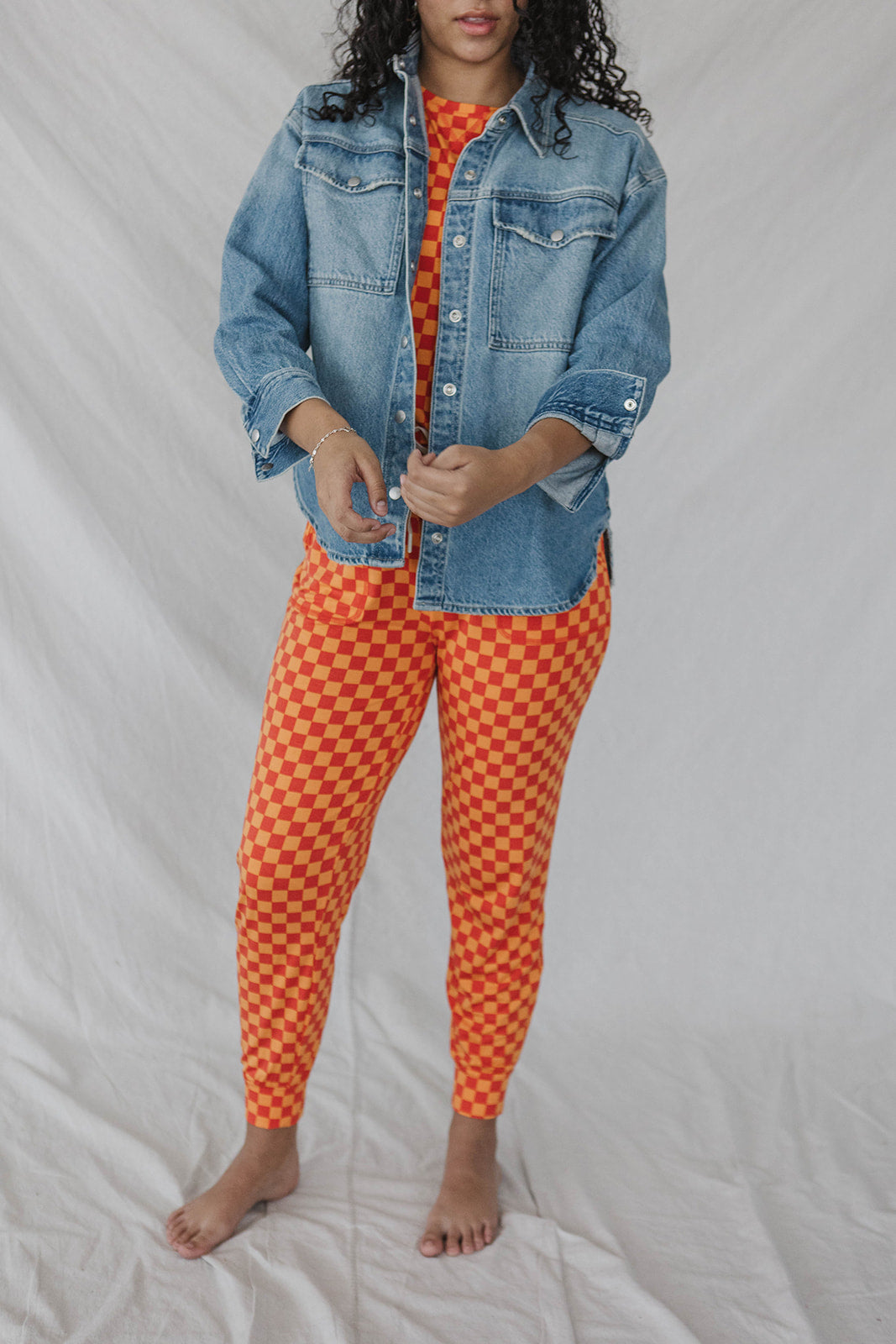 JAM PANTS SET - Orange Checkered
