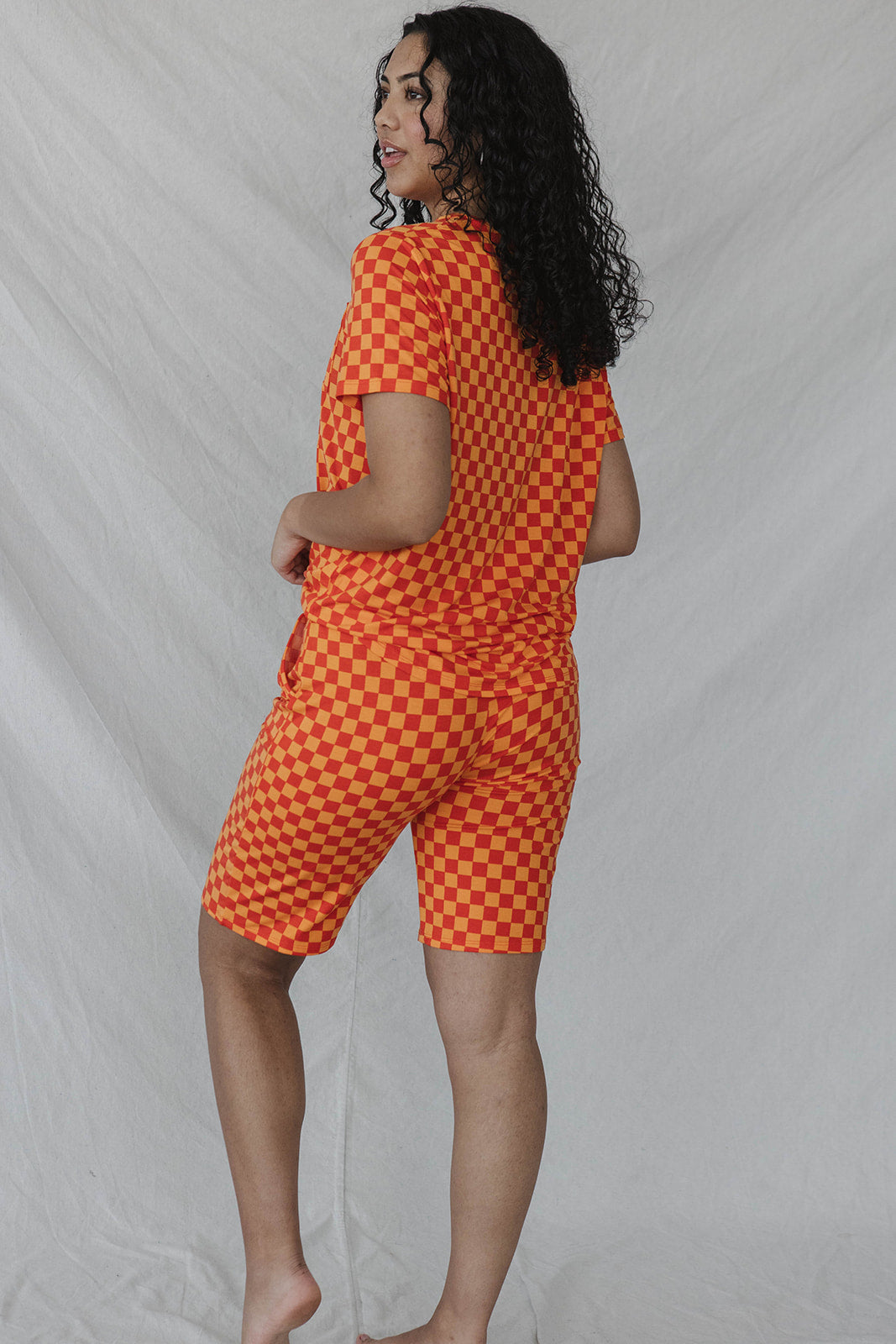 JAM SHORTS SET - Orange Checkered