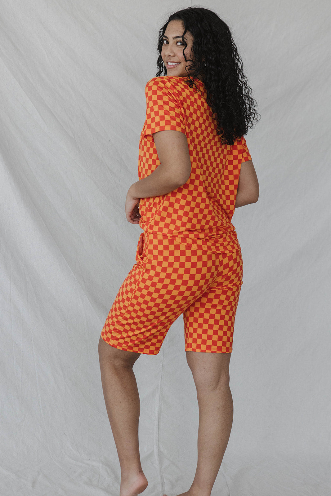JAM SHORTS SET - Orange Checkered