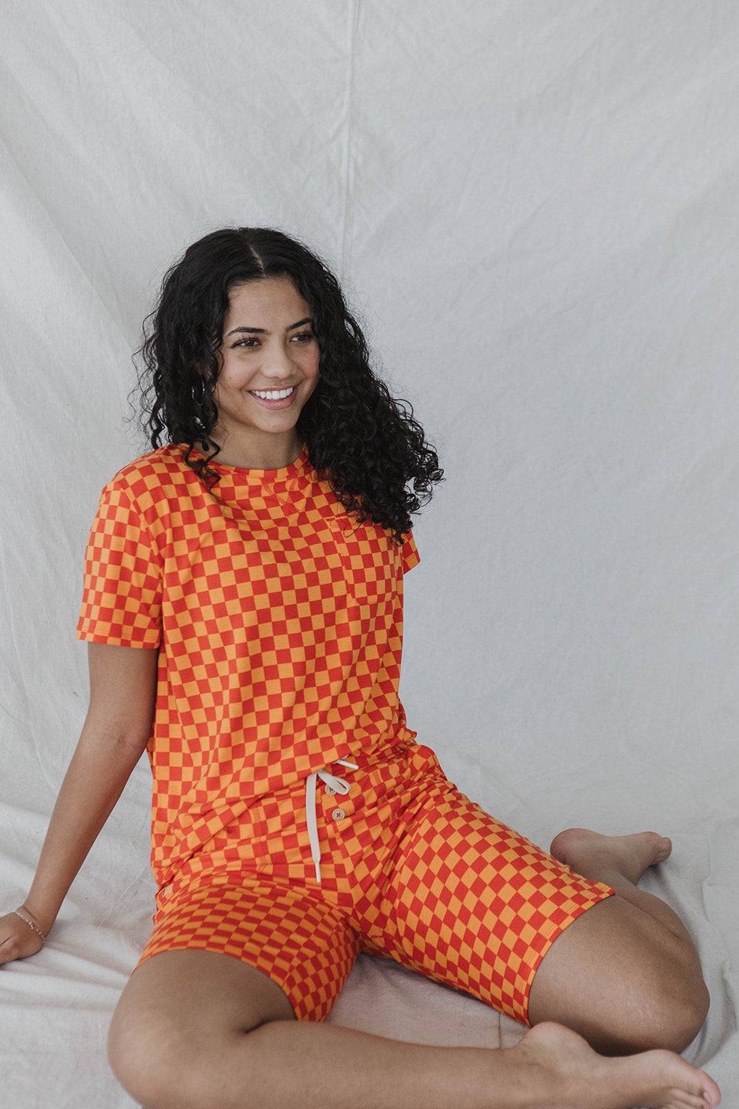 JAM SHORTS SET - Orange Checkered