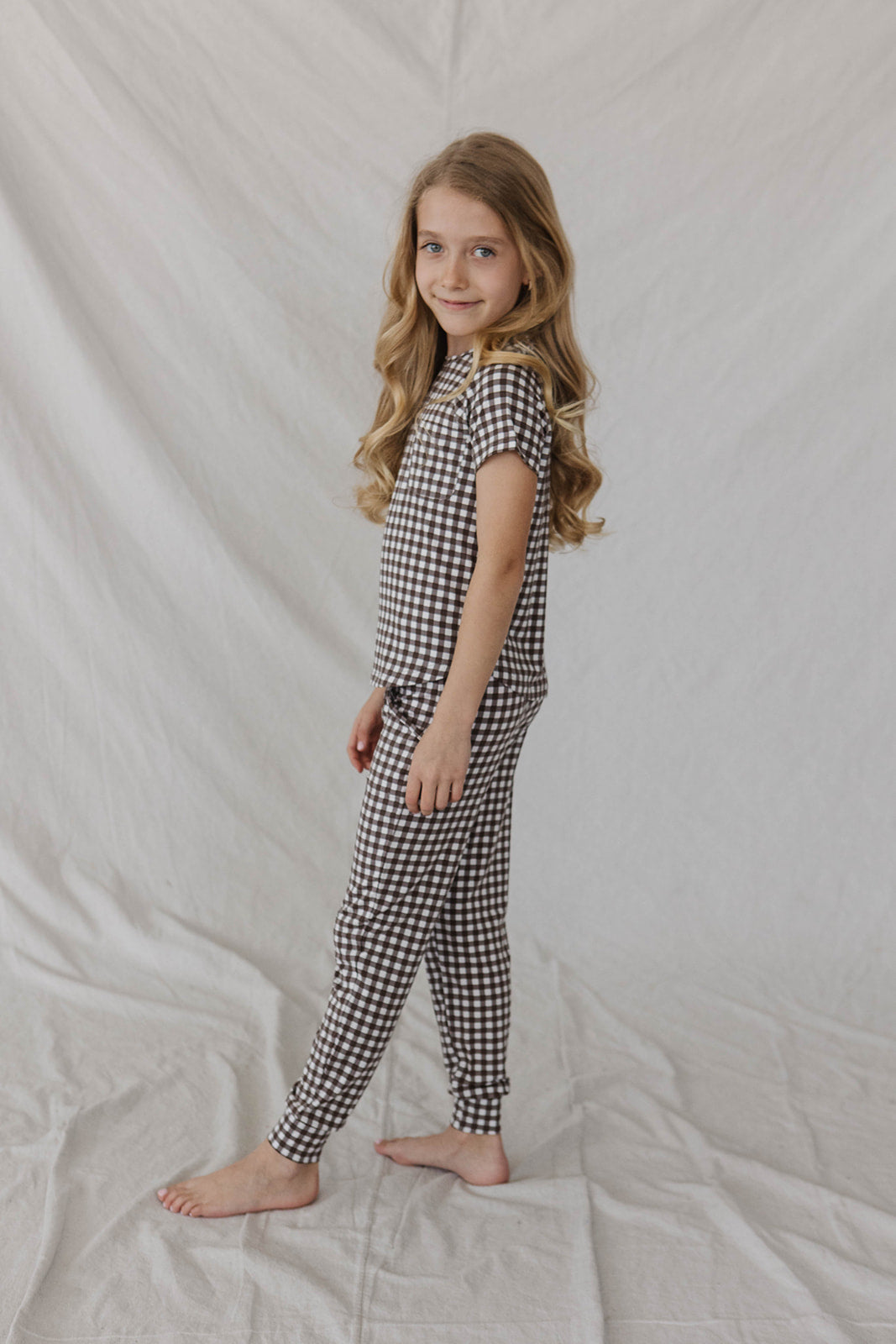 LITTLE LATES MODAL LOUNGE SET- Espresso Tiny Gingham
