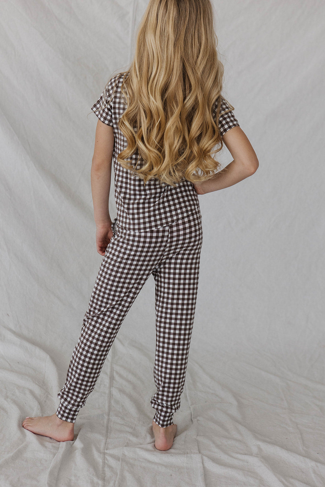 LITTLE LATES MODAL LOUNGE SET- Espresso Tiny Gingham