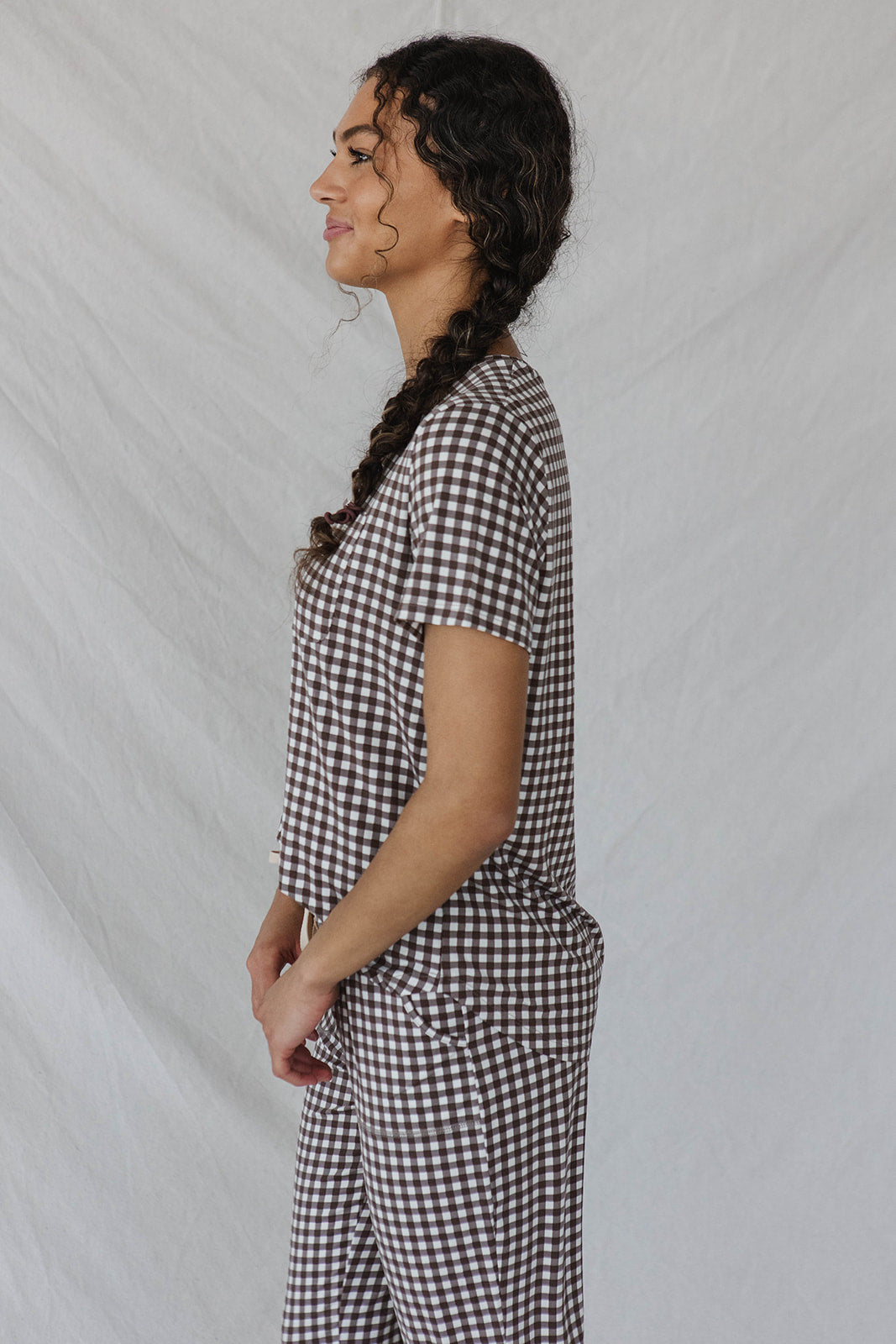 JAM PANTS SET - Espresso Tiny Gingham