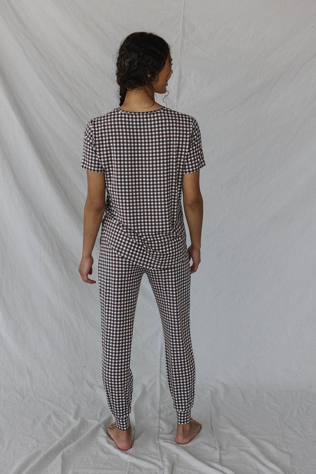 JAM PANTS SET - Espresso Tiny Gingham