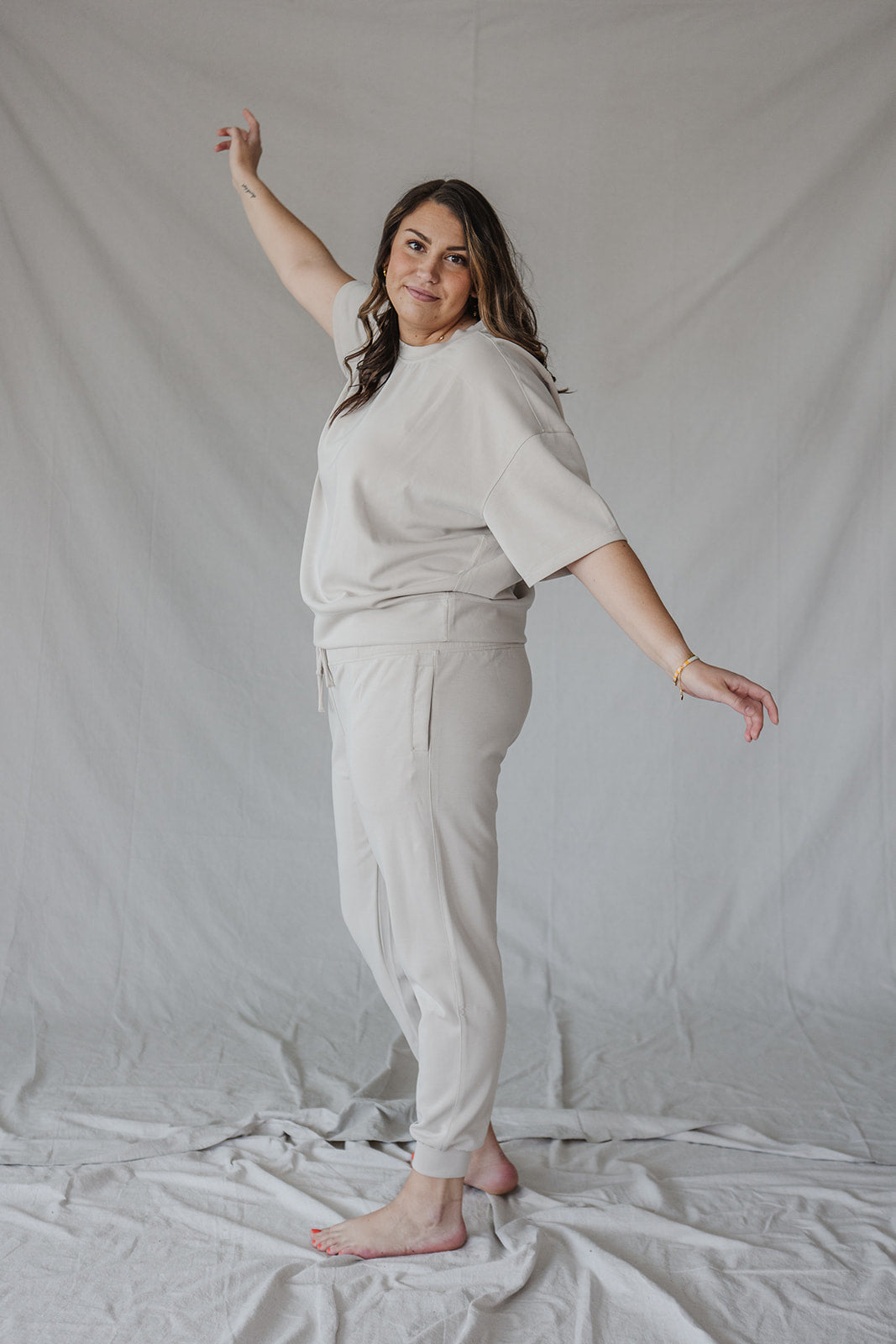 Jet-Setter Jogger Set Short Sleeve |Bone