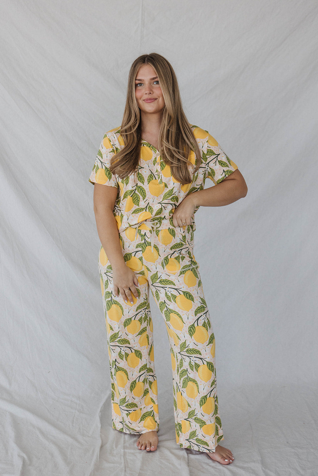 HENLEY STRAIGHT LEG PANT SET MODAL - Lemonade