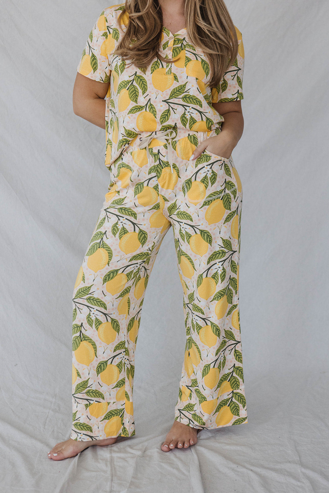 HENLEY STRAIGHT LEG PANT SET MODAL - Lemonade