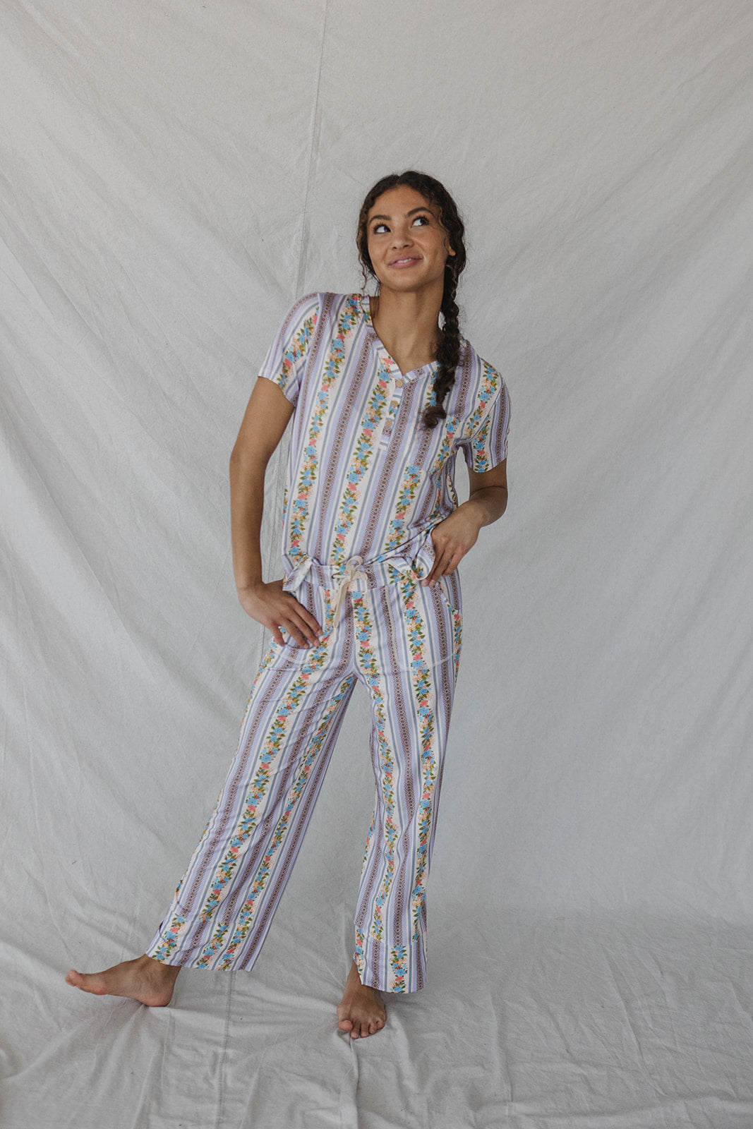 HENLEY STRAIGHT LEG PANTS SET MODAL - Nina