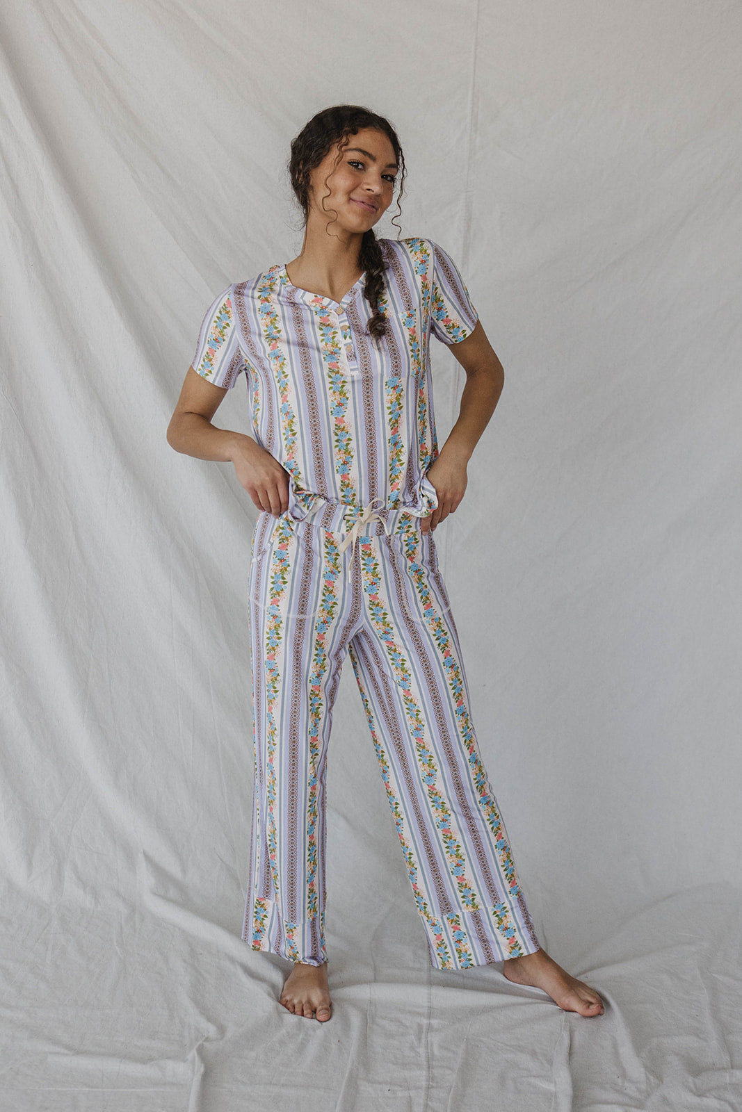HENLEY STRAIGHT LEG PANTS SET MODAL - Nina