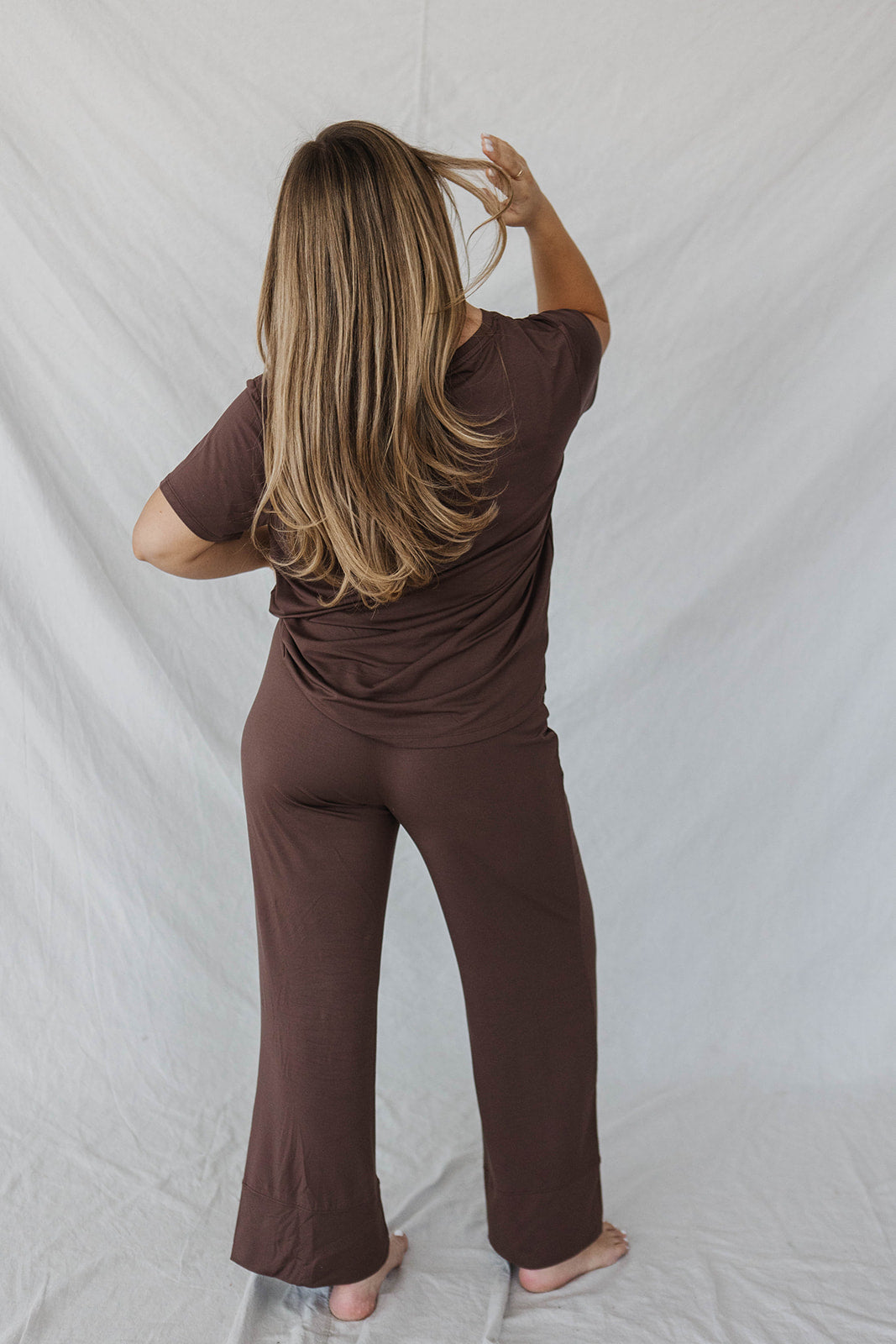 HENLEY STRAIGHT LEG PANTS SET MODAL - Cafe Espresso
