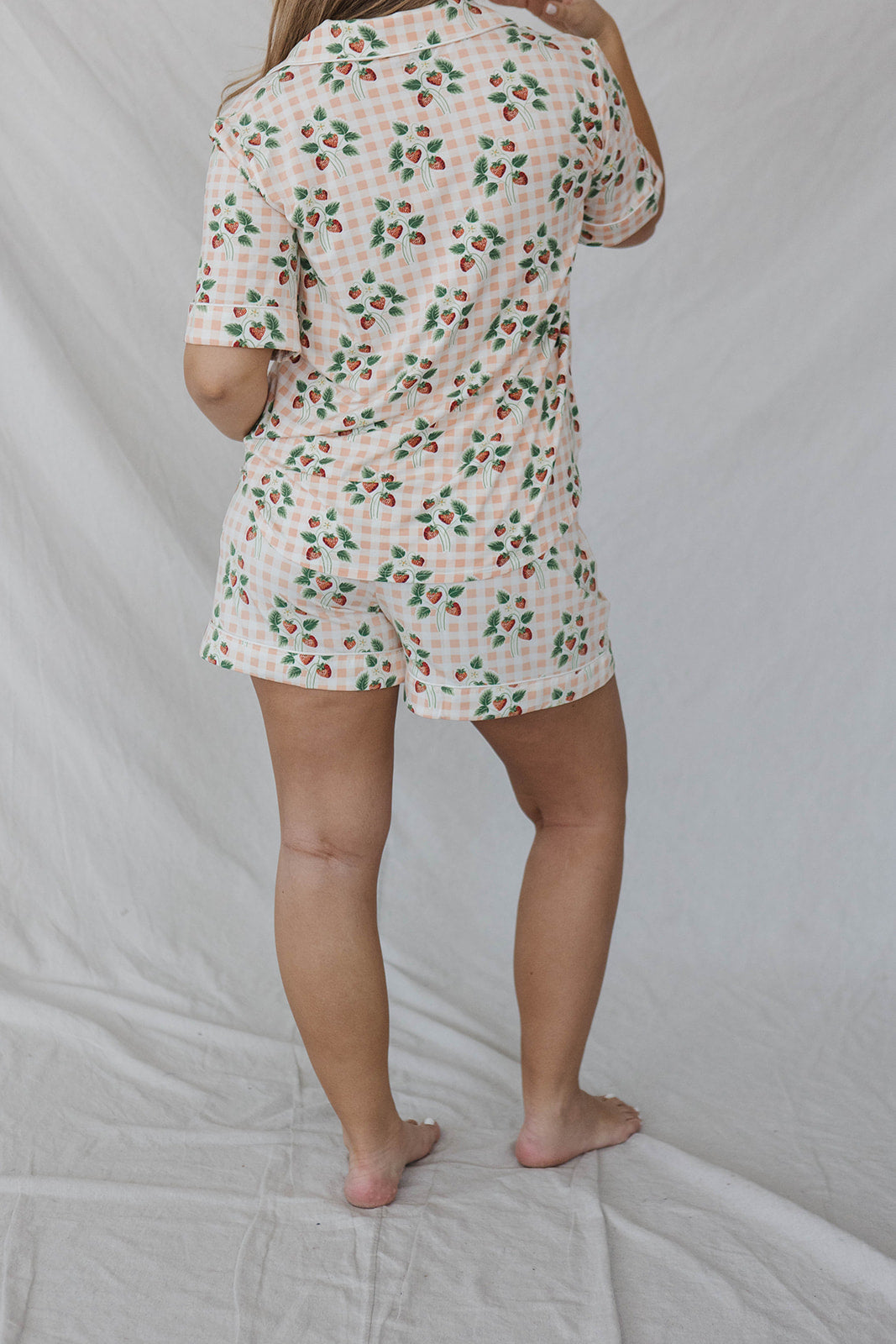 Piped Button-up Shorts Set Modal | Strawberry Picnic