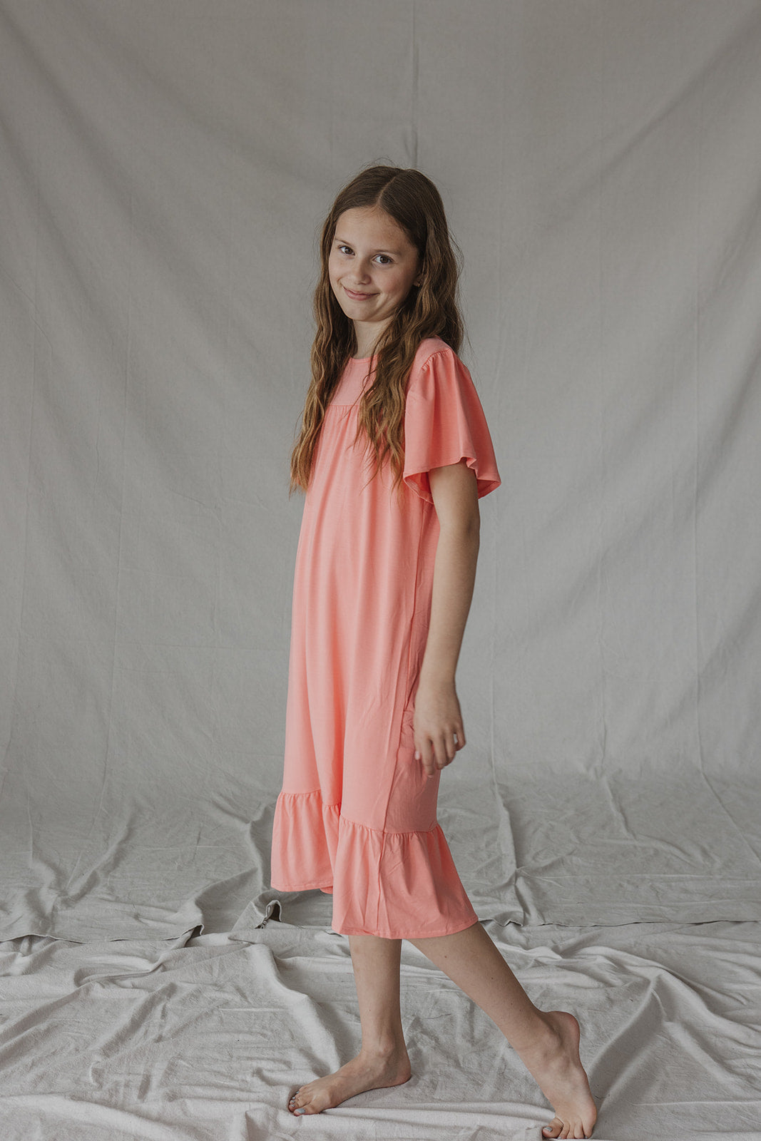 LITTLE LATES DRESS | Coral