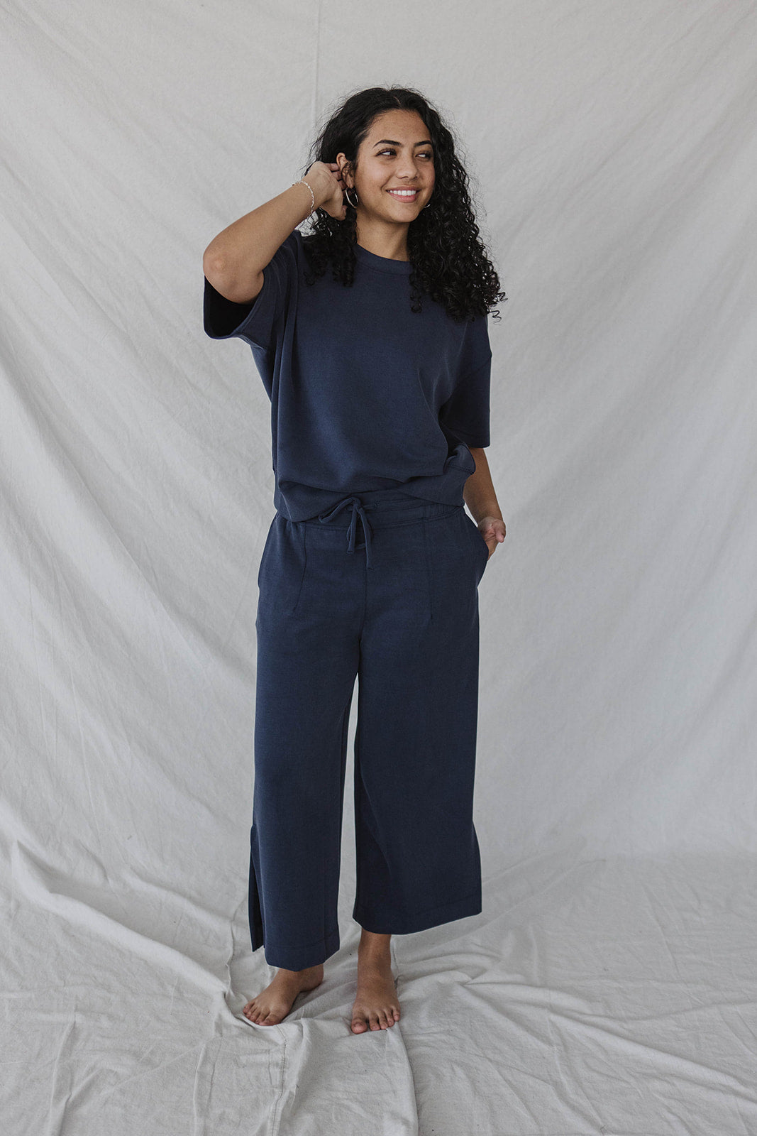 Jet-Setter Set Wide Leg Short Sleeve| Navy