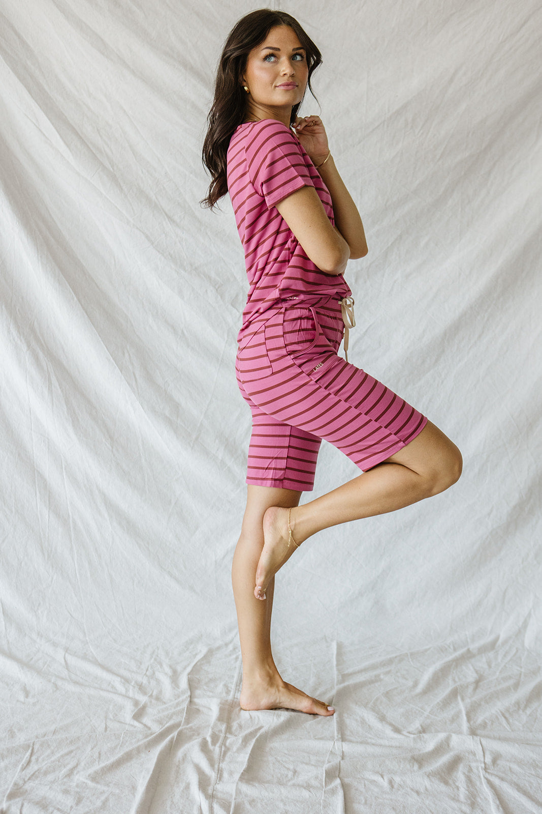 JAM SHORTS HENLEY SET| Wild Orchid & Auburn Stripe