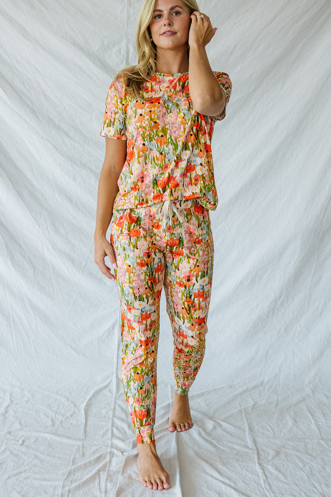 JAM PANTS SET | Pink Watercolor Floral