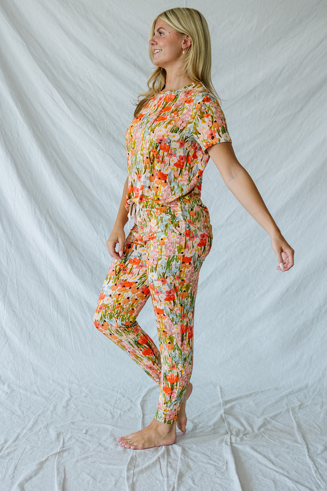 JAM PANTS SET | Pink Watercolor Floral