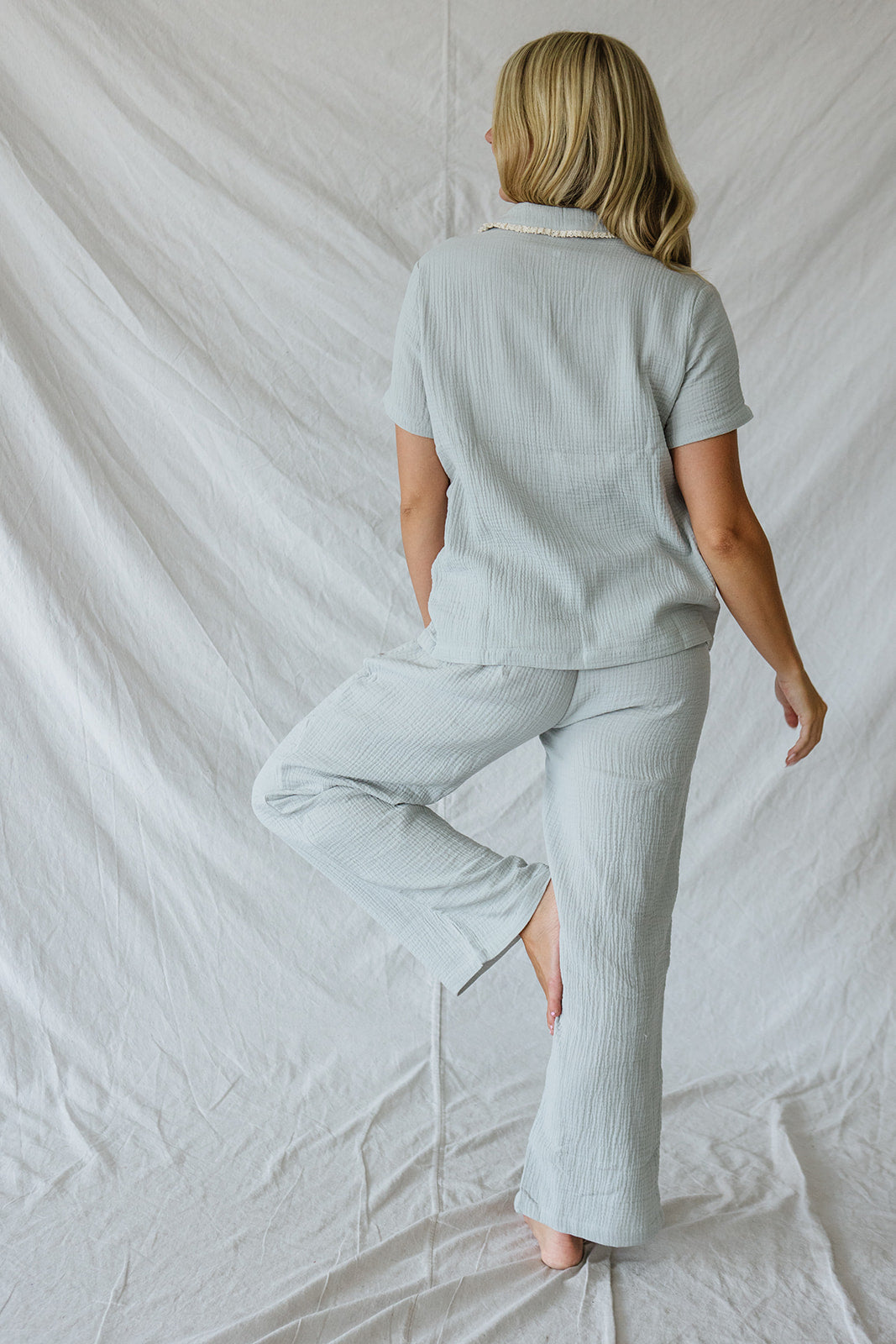 Bamboo Short Sleeve Pant Set | Pearl Blue