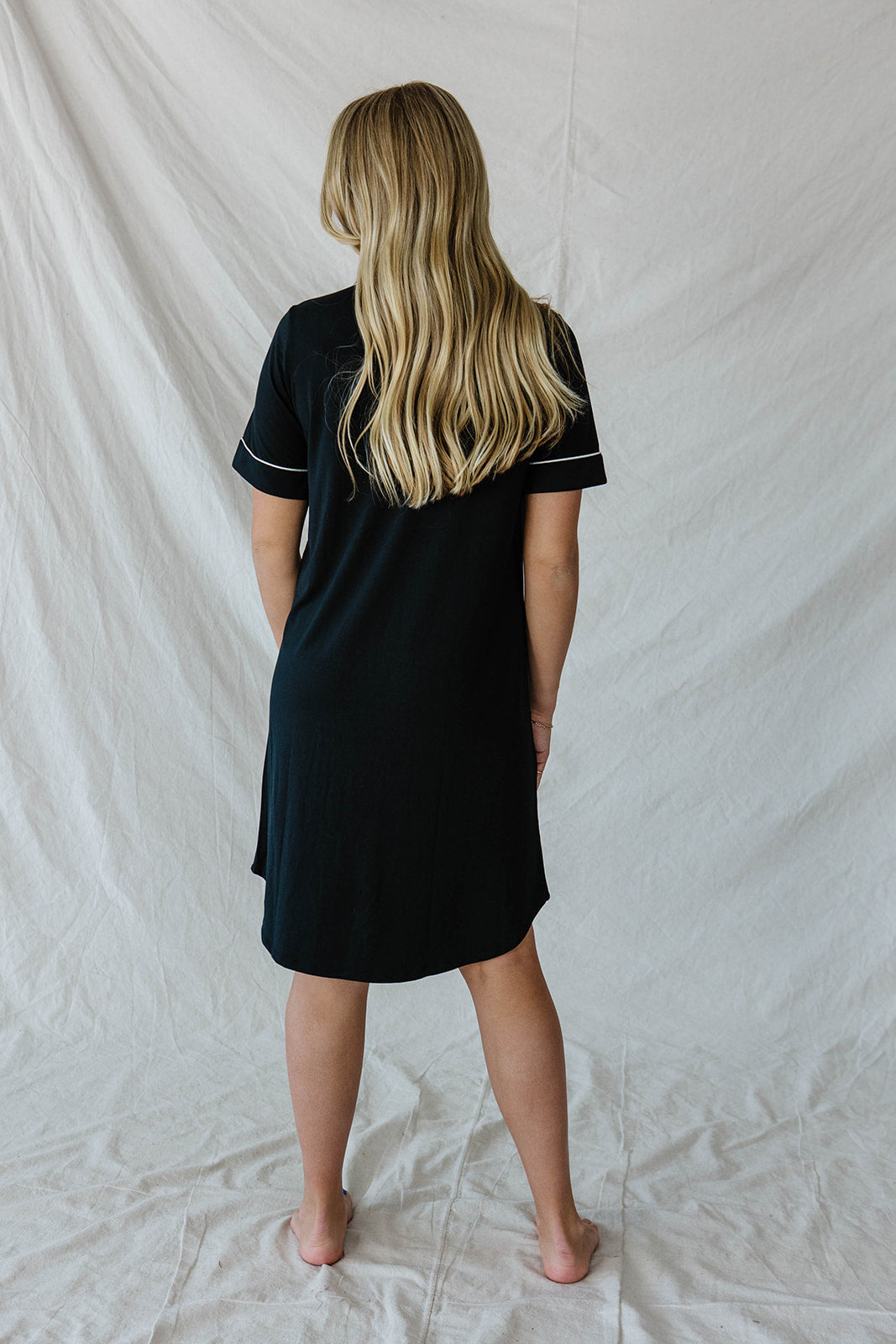 DREAM DRESS | Black with Cream Piping