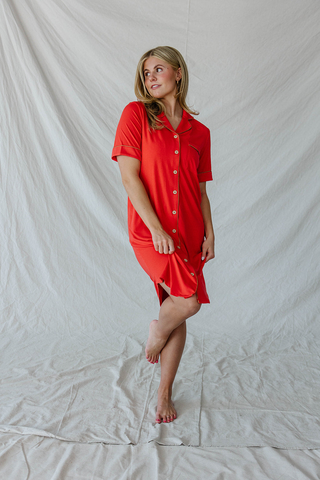 DREAM DRESS | Valentines Red with Bran Piping