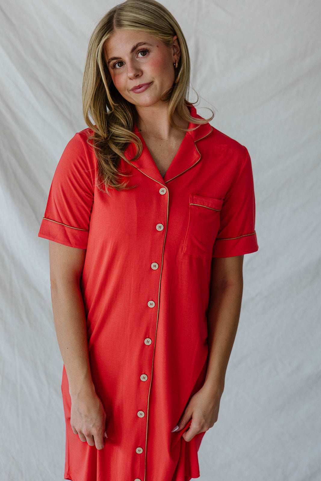DREAM DRESS | Valentines Red with Bran Piping