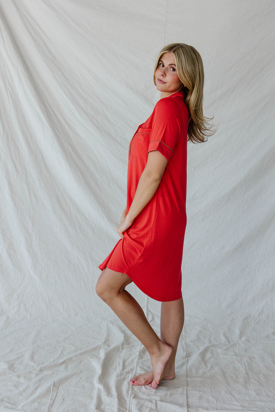 DREAM DRESS | Valentines Red with Bran Piping