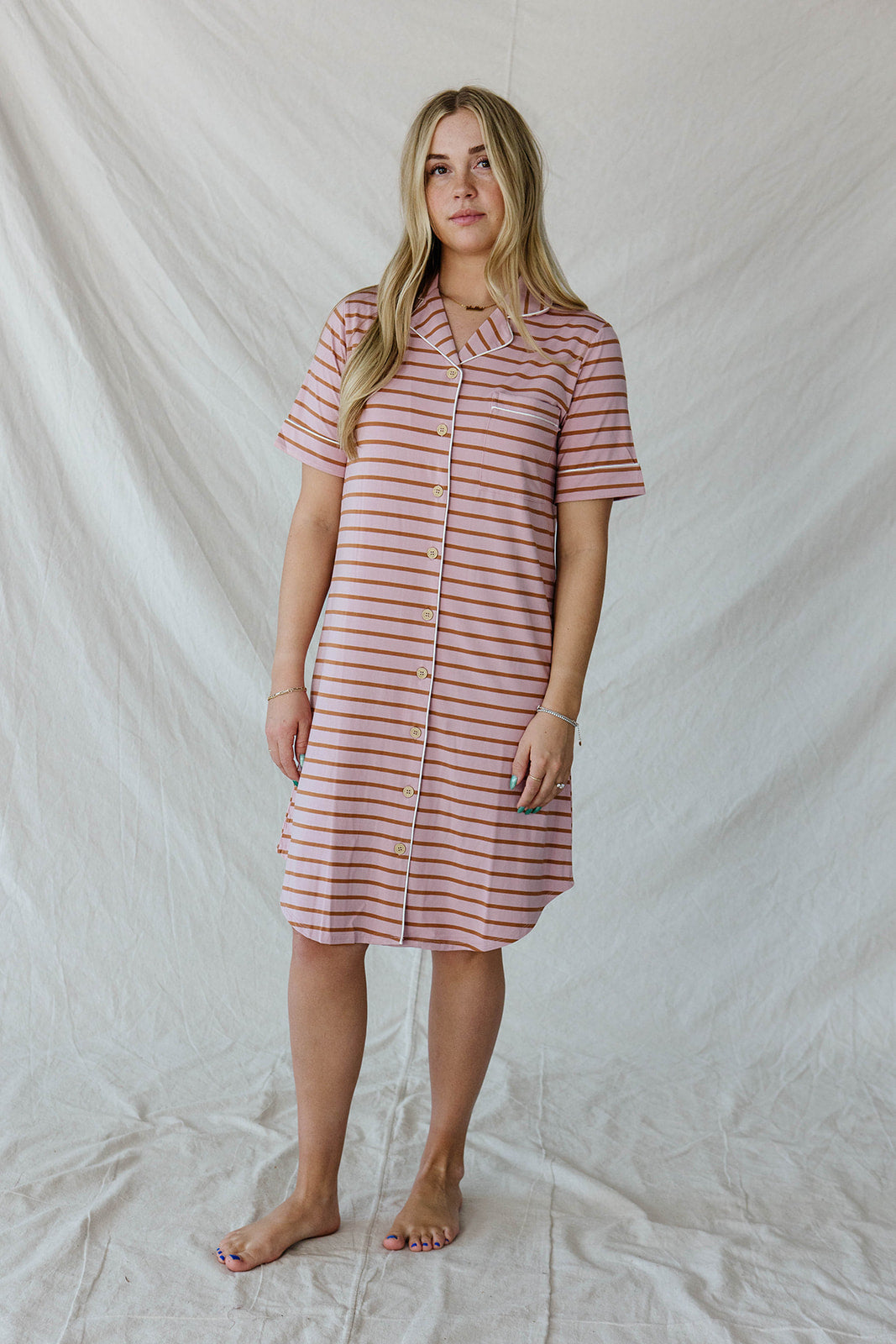 DREAM DRESS | Mauve & Maple Pencil Stripe