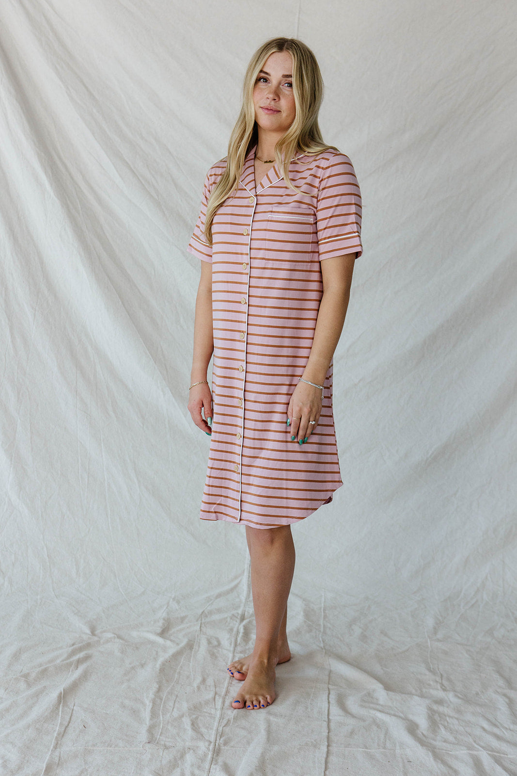 DREAM DRESS | Mauve & Maple Pencil Stripe