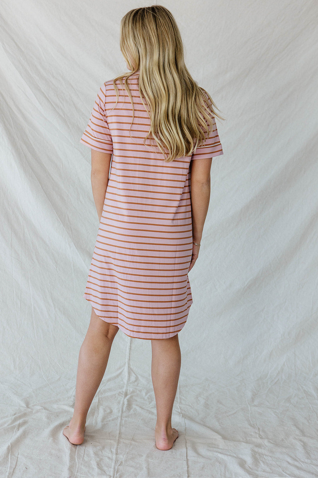 DREAM DRESS | Mauve & Maple Pencil Stripe