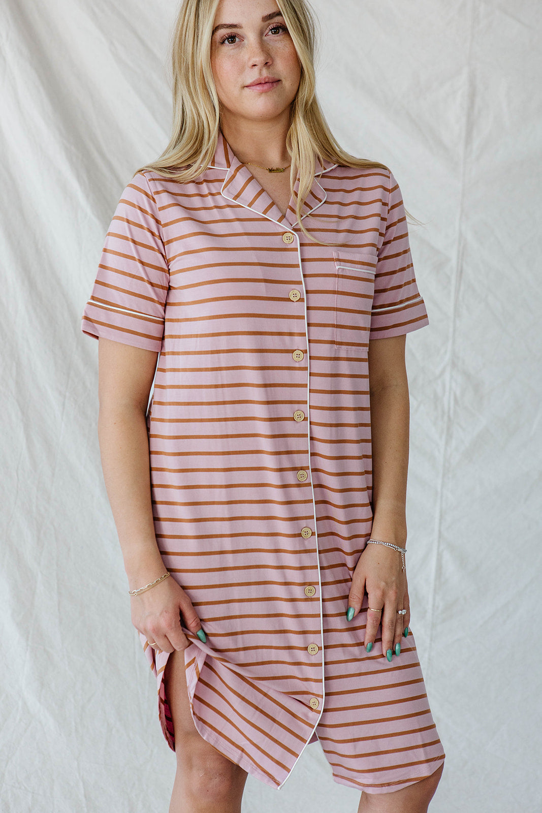 DREAM DRESS | Mauve & Maple Pencil Stripe