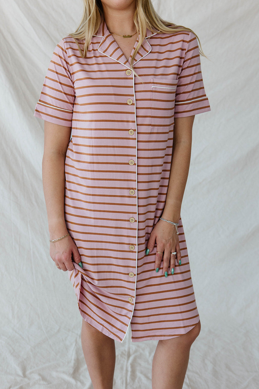 DREAM DRESS | Mauve & Maple Pencil Stripe
