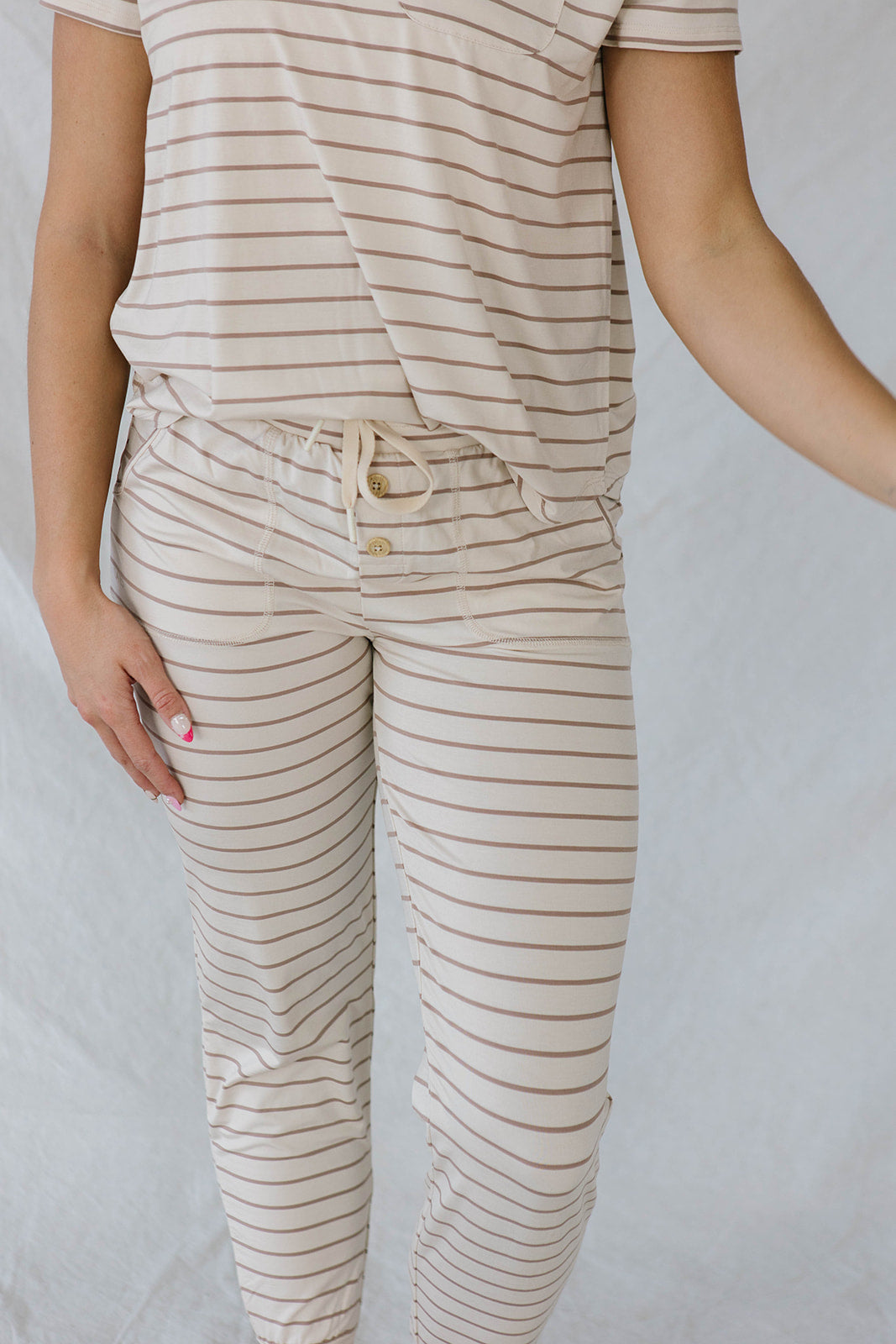 JAM PANTS SET |Tan & Cream Stripe