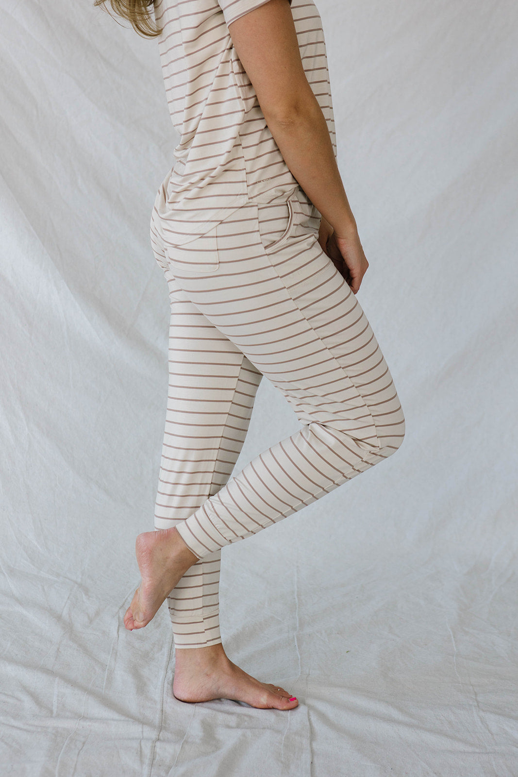 JAM PANTS SET |Tan & Cream Stripe
